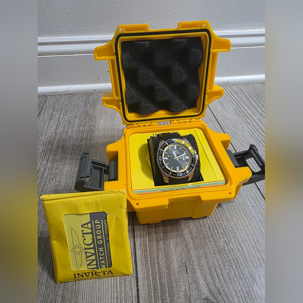 Invicta Black and Yellow Dive Watch with Case
